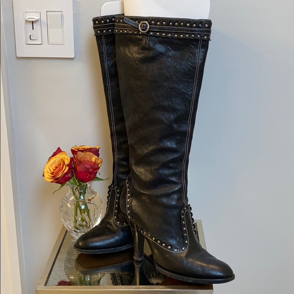 Moschino Cheap and Chic Knee high studded boots